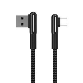 Луксозен USB  към Type C кабел Remax RC-155A 1 метър черен с оплетка